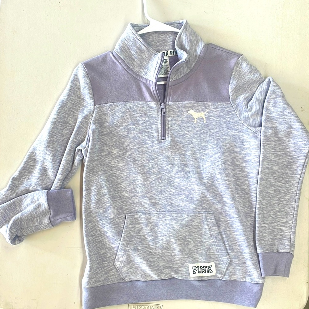 PINK 1/4 Zip Sweatshirt Heathered Purple